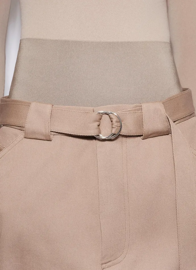 TAN CARGO TROUSERS WITH KNIT BAND Women Alaa Pants and Shorts