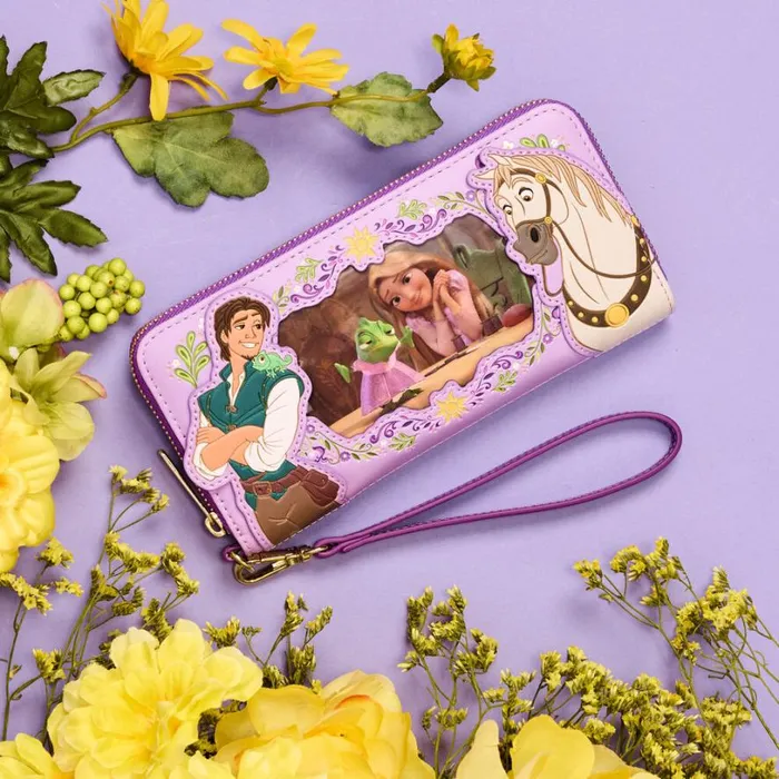 Tangled Rapunzel Princess Series Lenticular Zip Around Wristlet Wallet Unisex Loungefly Bags and Wallets