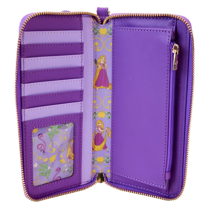 Tangled Rapunzel Princess Series Lenticular Zip Around Wristlet Wallet Unisex Loungefly Bags and Wallets