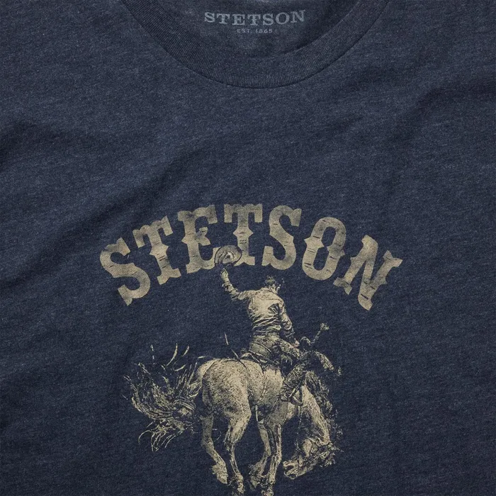 Tees Men Stetson Bucking Bronco Graphic Tee Blue