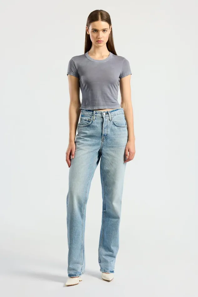 Tees Women COTTON CITIZEN Standard Baby Tee Vintage Natural Blue Tees Women COTTON CITIZEN Standard Baby Tee Vintage Natural Blue