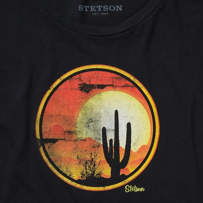 Tees Women Stetson Sunset Saguaro Graphic Tee Black