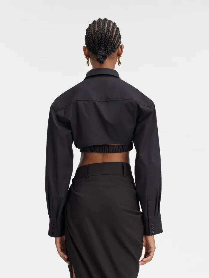 The Bahia Cropped Shirt Black Women JACQUEMUS Tops and Shirts The Bahia Cropped Shirt Black Women JACQUEMUS Tops and Shirts
