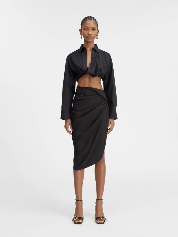 The Bahia Cropped Shirt Black Women JACQUEMUS Tops and Shirts The Bahia Cropped Shirt Black Women JACQUEMUS Tops and Shirts