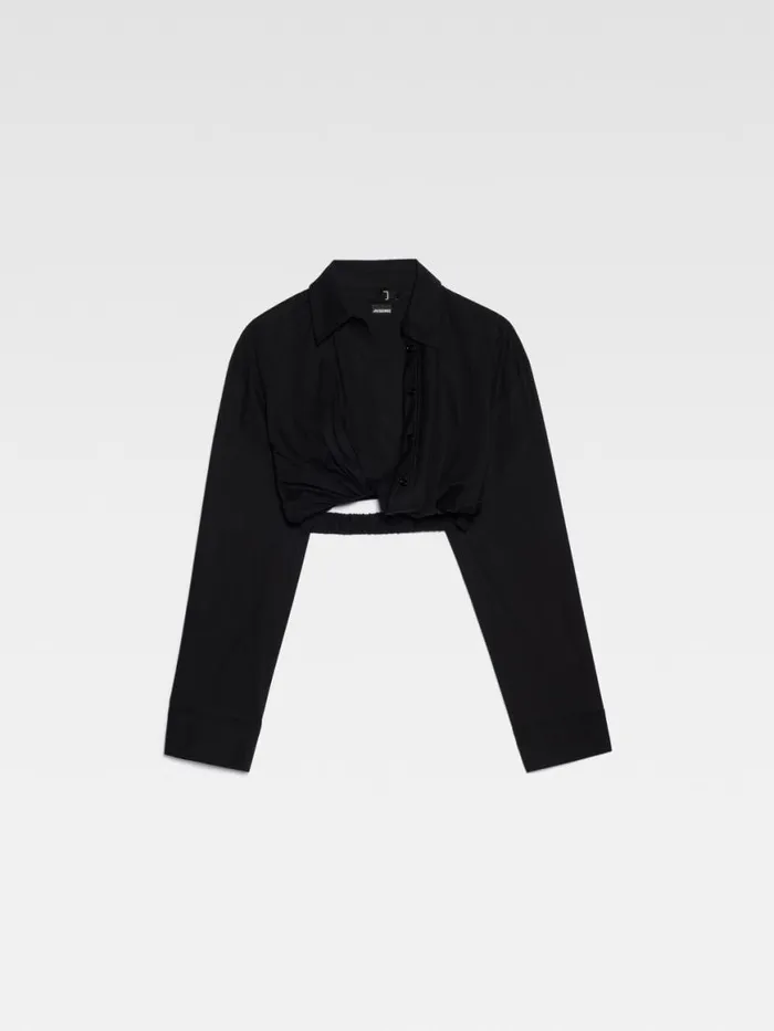 The Bahia Cropped Shirt Black Women JACQUEMUS Tops and Shirts The Bahia Cropped Shirt Black Women JACQUEMUS Tops and Shirts