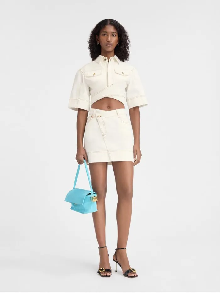 The DeNmes Denim Mini Skirt Offwhitetabac Women JACQUEMUS Dresses and Skirts