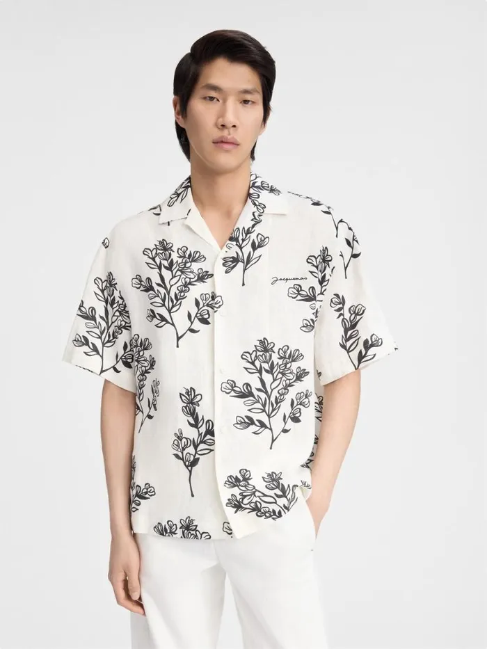 The Jean Shirt Print Black Flowers Men JACQUEMUS Shirts