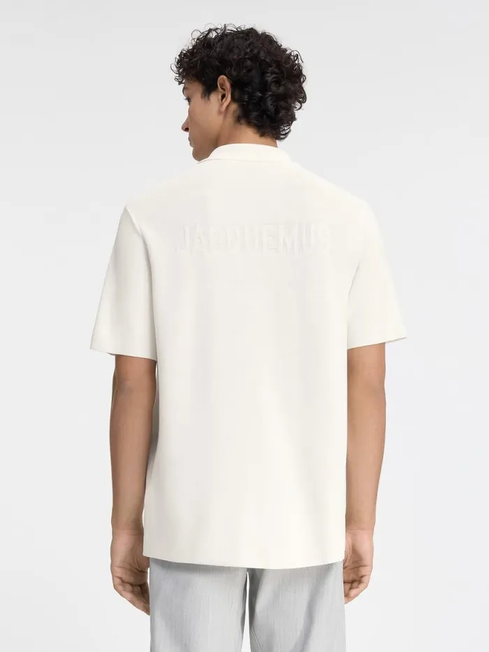 The Knit Polo Shirt Offwhite Men JACQUEMUS Knits The Knit Polo Shirt Offwhite Men JACQUEMUS Knits