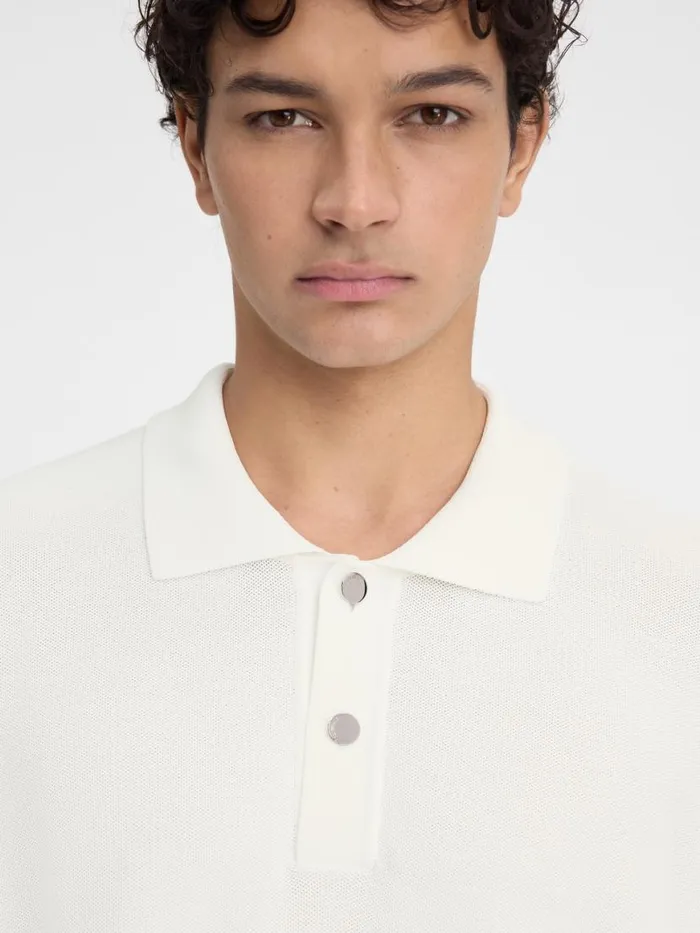 The Knit Polo Shirt Offwhite Men JACQUEMUS Knits The Knit Polo Shirt Offwhite Men JACQUEMUS Knits