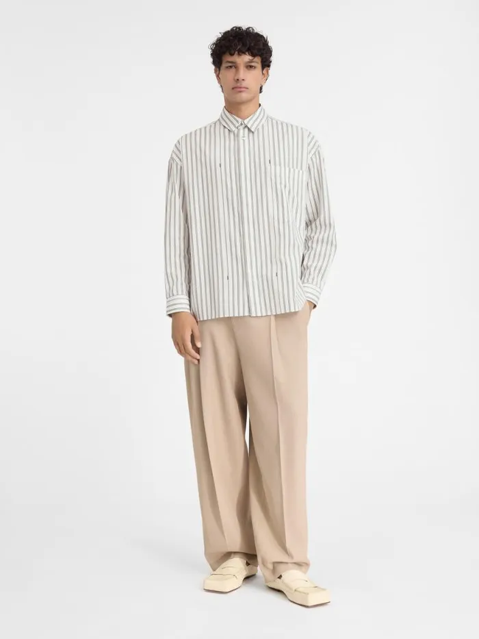 The Longsleeve Shirt Print Beige Strip Men JACQUEMUS Shirts
