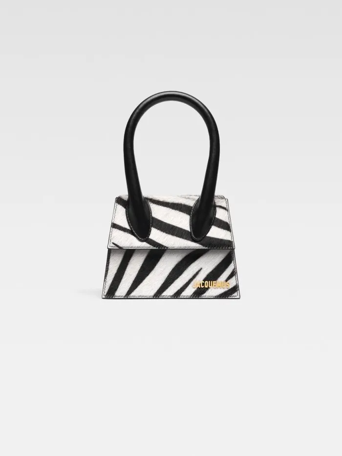The Medium Chiquito Black and White Zebra Women JACQUEMUS Crossbody and Handbags