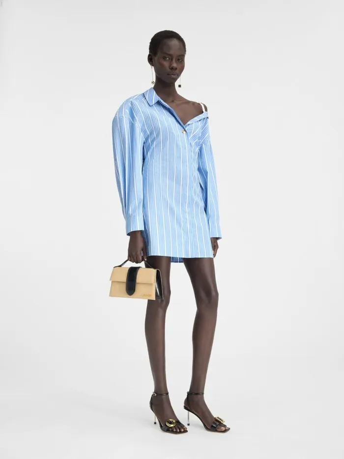 The Mini Shirt Dress Jacquard Bluewhite Women JACQUEMUS Dresses and Skirts The Mini Shirt Dress Jacquard Bluewhite Women JACQUEMUS Dresses and Skirts