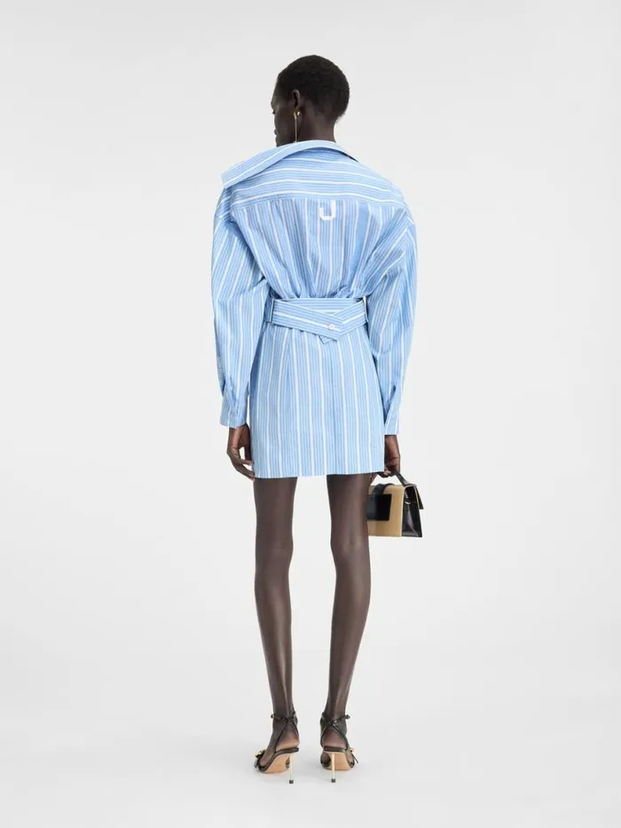 The Mini Shirt Dress Jacquard Bluewhite Women JACQUEMUS Dresses and Skirts The Mini Shirt Dress Jacquard Bluewhite Women JACQUEMUS Dresses and Skirts