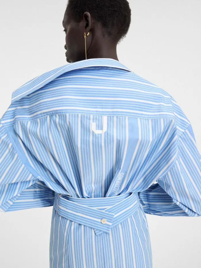 The Mini Shirt Dress Jacquard Bluewhite Women JACQUEMUS Dresses and Skirts The Mini Shirt Dress Jacquard Bluewhite Women JACQUEMUS Dresses and Skirts