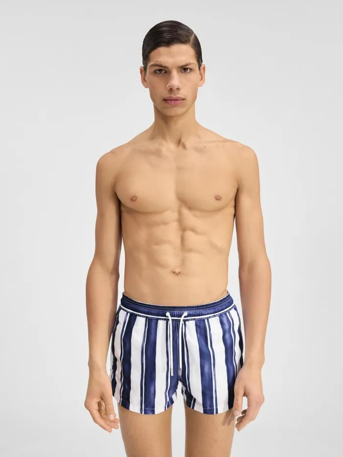 The Puntini Swimsuit Print Rayure Blue Men JACQUEMUS Swimwear
