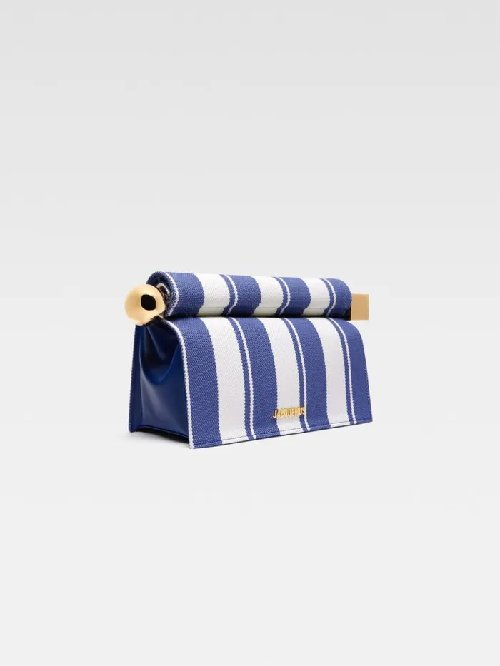 The Rond Carr Clutch Print Rayure Blue Women JACQUEMUS Crossbody and Handbags The Rond Carr Clutch Print Rayure Blue Women JACQUEMUS Crossbody and Handbags