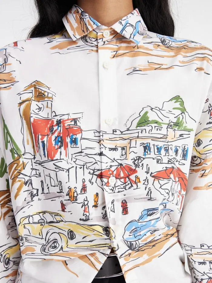 The Simon Shirt Print Capri Cars White Women JACQUEMUS Tops and Shirts The Simon Shirt Print Capri Cars White Women JACQUEMUS Tops and Shirts
