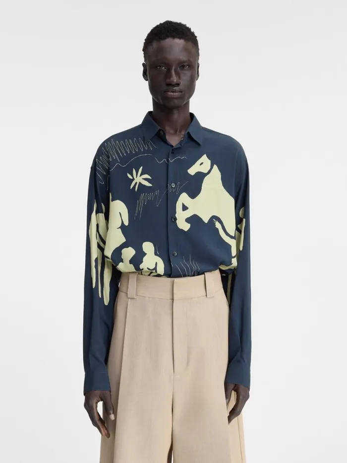 The Simon Shirt Print Horse Scene Navy Men JACQUEMUS Shirts The Simon Shirt Print Horse Scene Navy Men JACQUEMUS Shirts