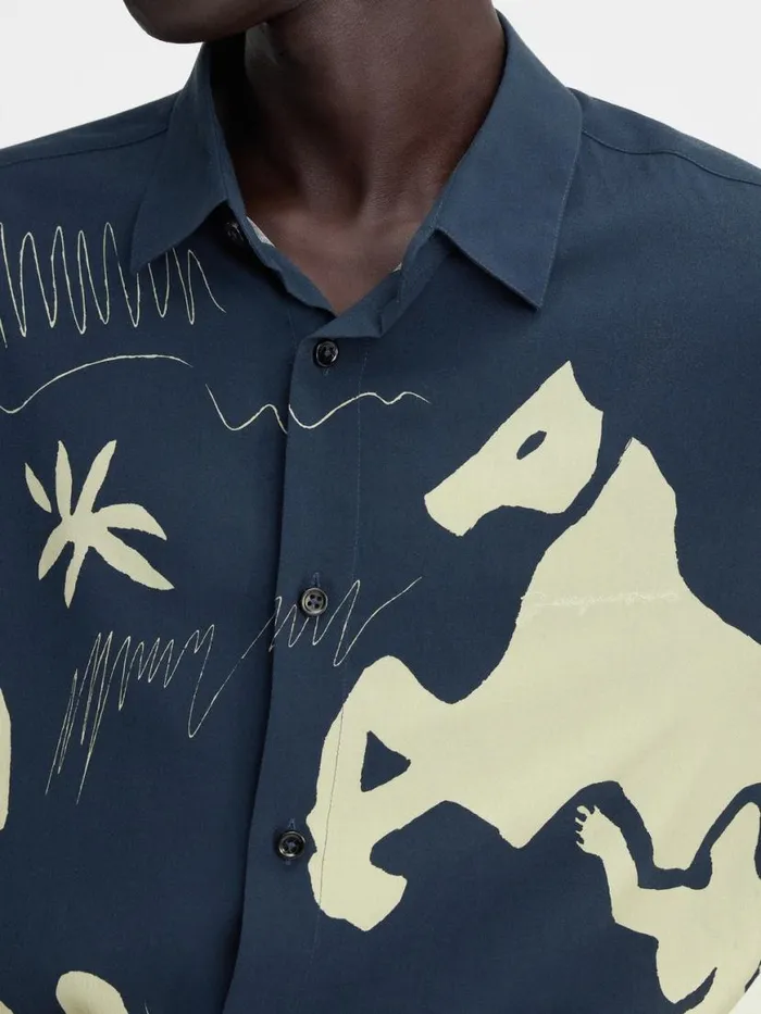 The Simon Shirt Print Horse Scene Navy Men JACQUEMUS Shirts The Simon Shirt Print Horse Scene Navy Men JACQUEMUS Shirts