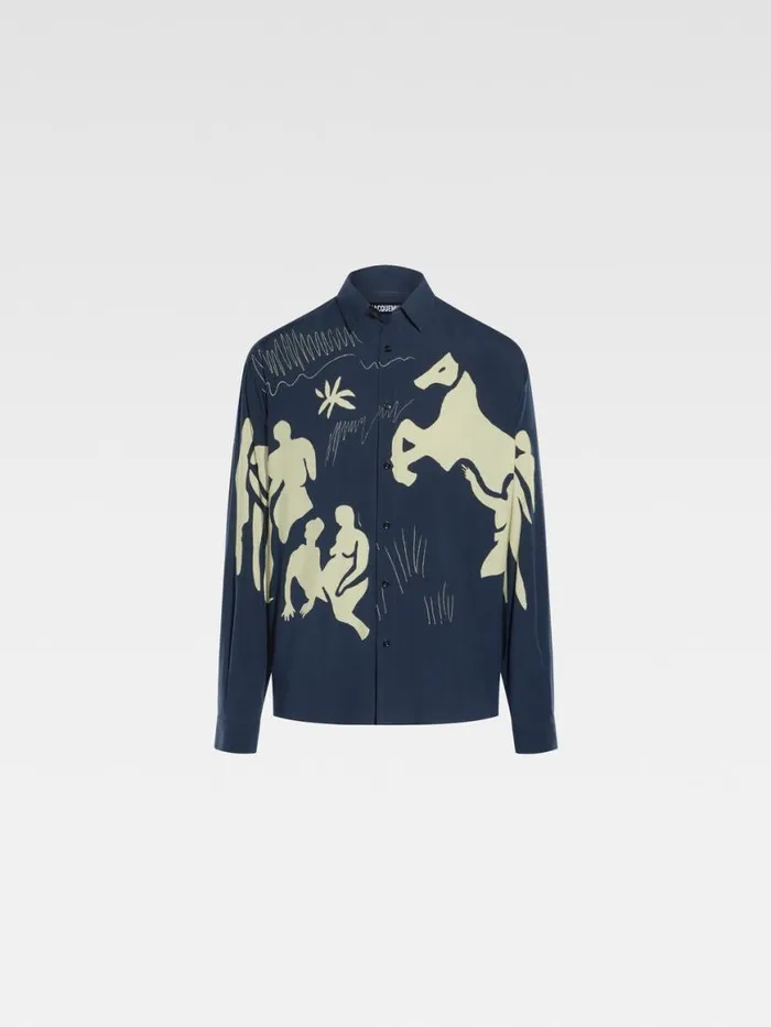 The Simon Shirt Print Horse Scene Navy Men JACQUEMUS Shirts The Simon Shirt Print Horse Scene Navy Men JACQUEMUS Shirts