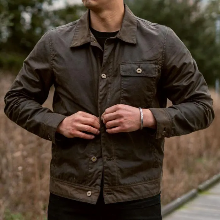 Thursday Boots Leather Waxed Canvas Field Jacket Dark Olive 8211 Men