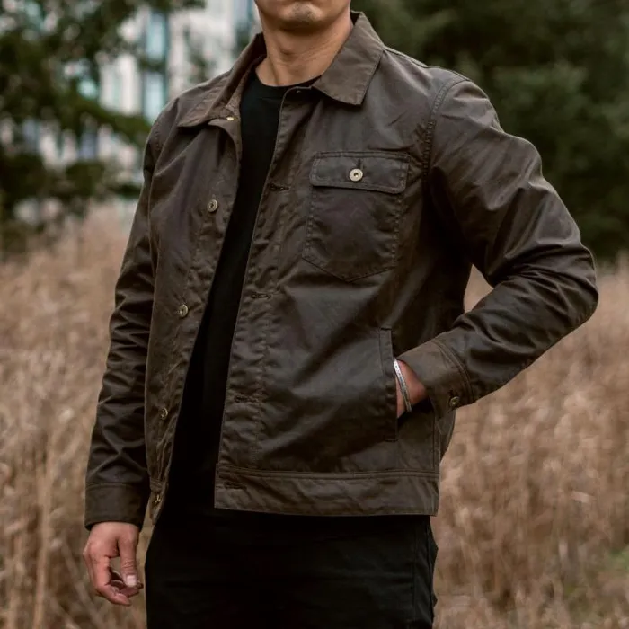 Thursday Boots Leather Waxed Canvas Field Jacket Dark Olive 8211 Men Thursday Boots Leather Waxed Canvas Field Jacket Dark Olive 8211 Men