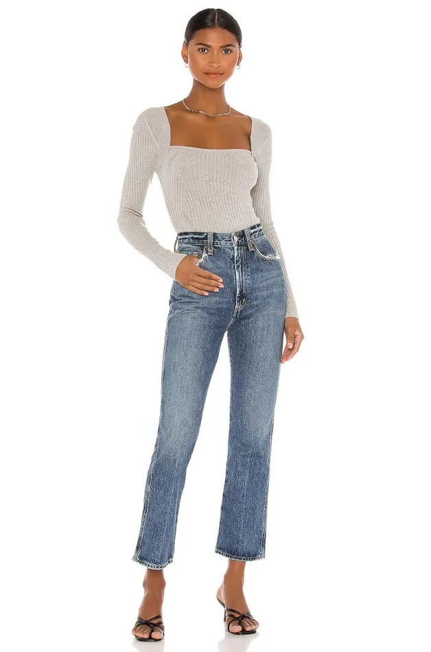 Tie Back Fitted Rib Sweater Heather Grey Women Lovers and Friends Sweaters and Knits