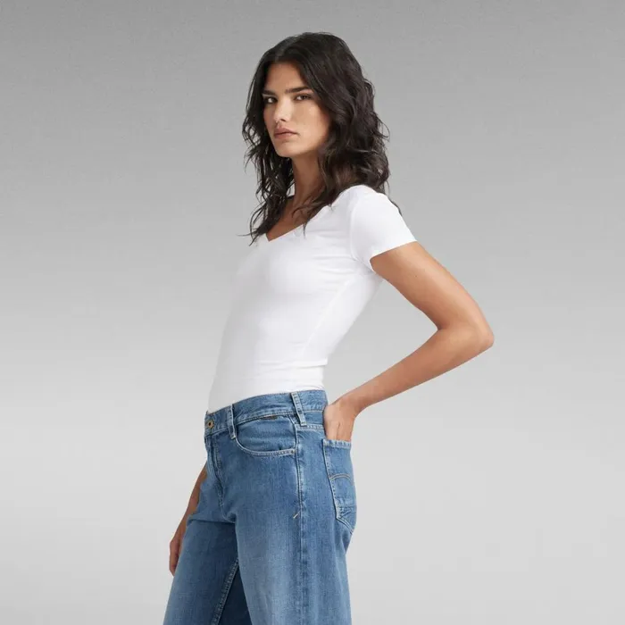 Tops and Tshirts Women GStar RAW Basic VNeck Cap Sleeve TShirt White