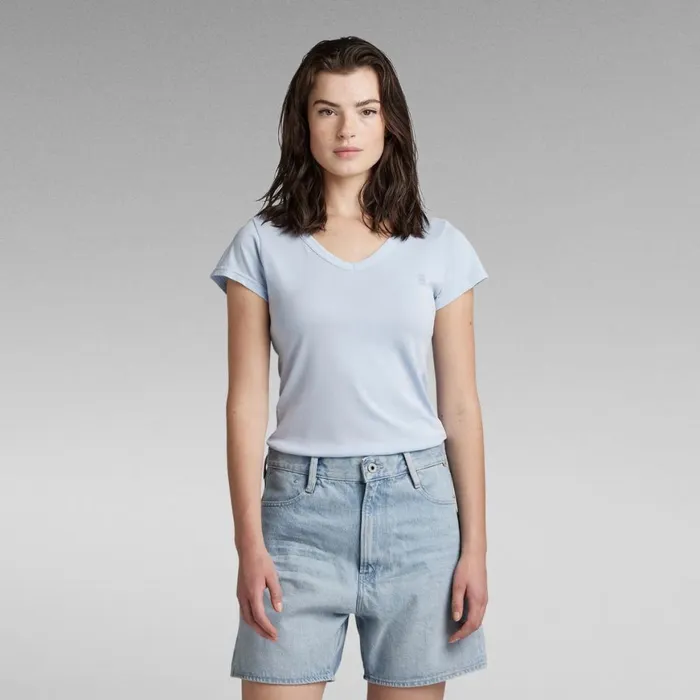 Tops and Tshirts Women GStar RAW Eyben Slim VNeck Top Dark Laundry Blue Garment Dyed