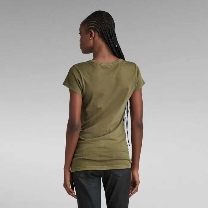Tops and Tshirts Women GStar RAW Eyben Slim VNeck Top Dark Olive Garment Dyed