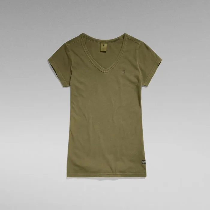 Tops and Tshirts Women GStar RAW Eyben Slim VNeck Top Dark Olive Garment Dyed