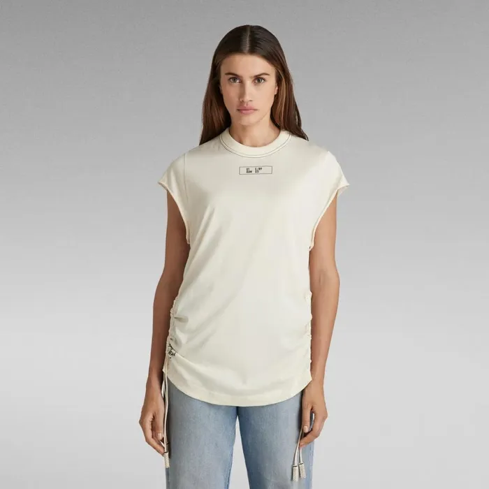 Tops and Tshirts Women GStar RAW Lash Tape Cap Sleeve TShirt Papyrus