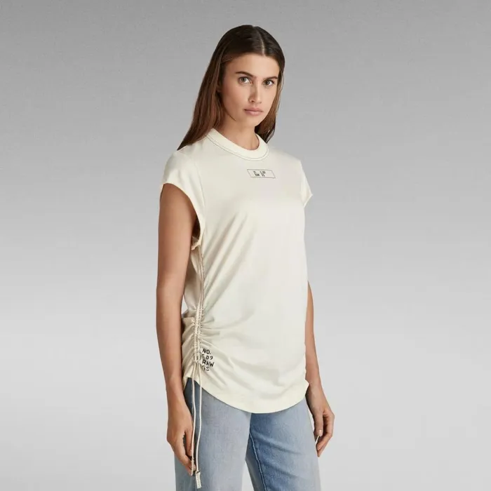 Tops and Tshirts Women GStar RAW Lash Tape Cap Sleeve TShirt Papyrus