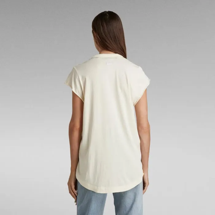 Tops and Tshirts Women GStar RAW Lash Tape Cap Sleeve TShirt Papyrus