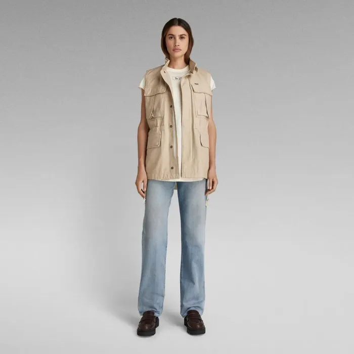Tops and Tshirts Women GStar RAW Lash Tape Cap Sleeve TShirt Papyrus