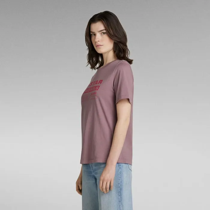 Tops and Tshirts Women GStar RAW Originals Label TShirt Grape Shake