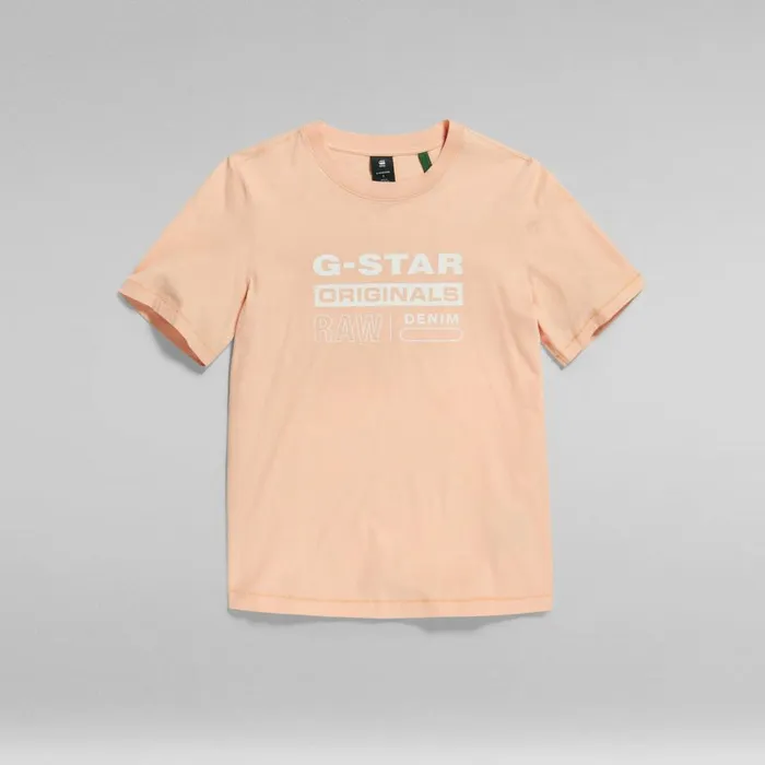 Tops and Tshirts Women GStar RAW Originals Label TShirt Peach Nougat
