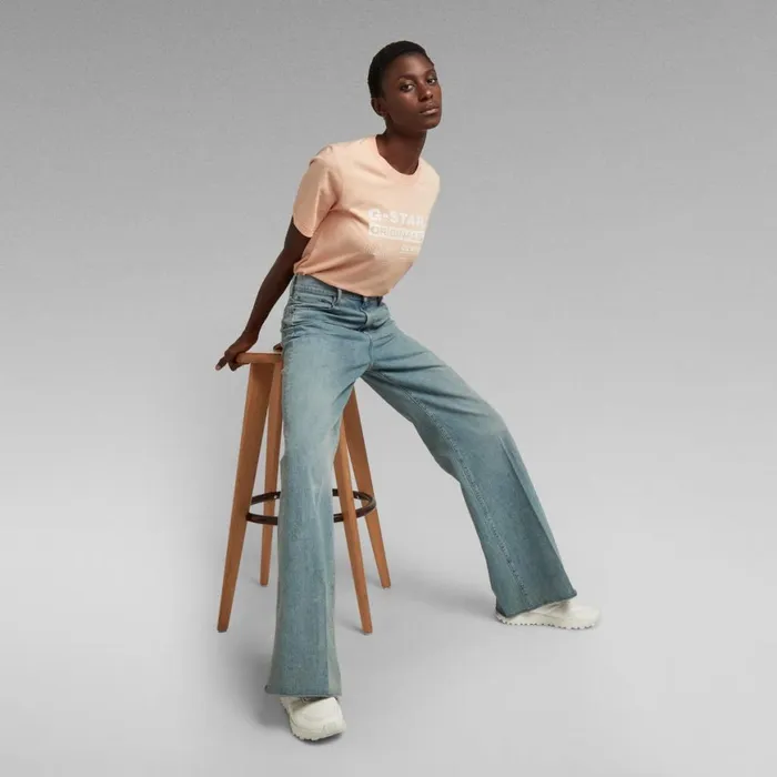 Tops and Tshirts Women GStar RAW Originals Label TShirt Peach Nougat