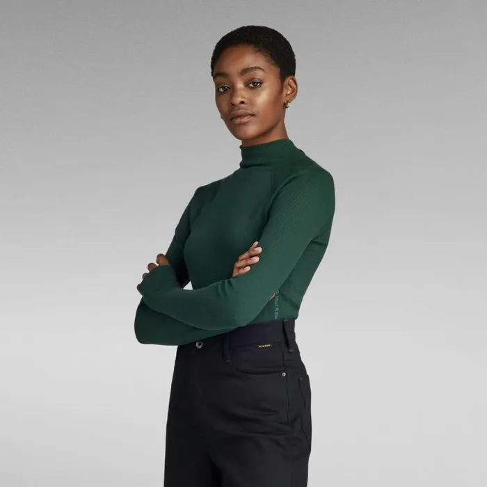 Tops and Tshirts Women GStar RAW Slim Rib Mock Top Laub