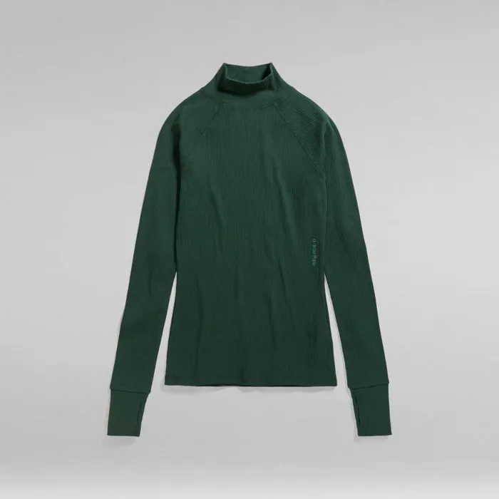 Tops and Tshirts Women GStar RAW Slim Rib Mock Top Laub