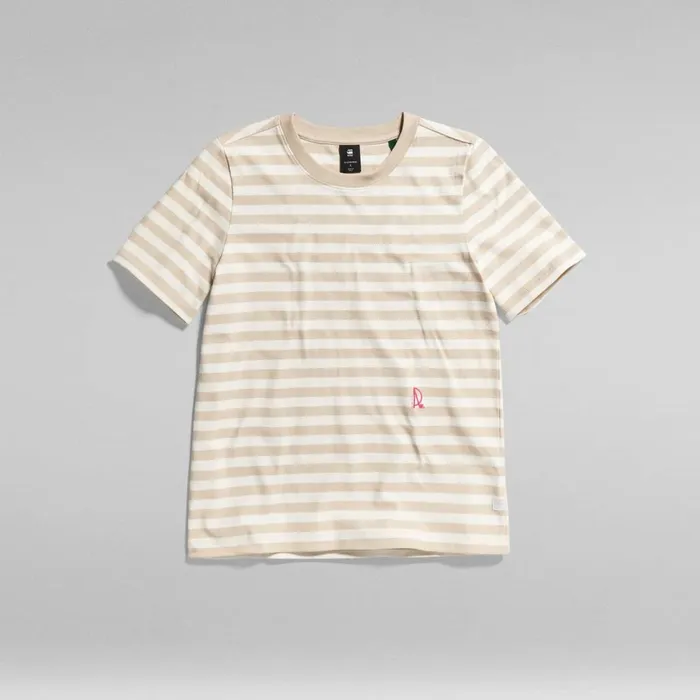 Tops and Tshirts Women GStar RAW Small Raw Graphic Stripe TShirt Papyrusbrown Rice Stripe