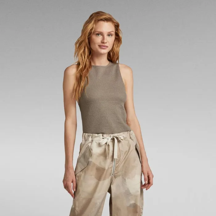 Tops and Tshirts Women GStar RAW Tank Top 3D Rib Deep Walnut