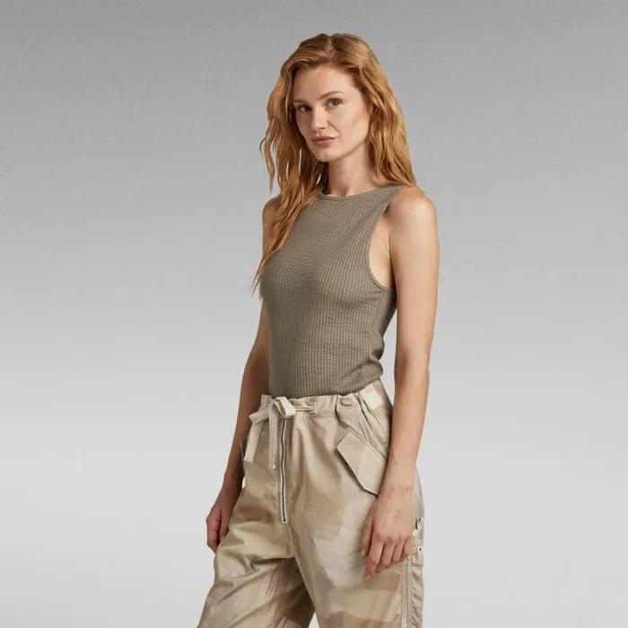 Tops and Tshirts Women GStar RAW Tank Top 3D Rib Deep Walnut