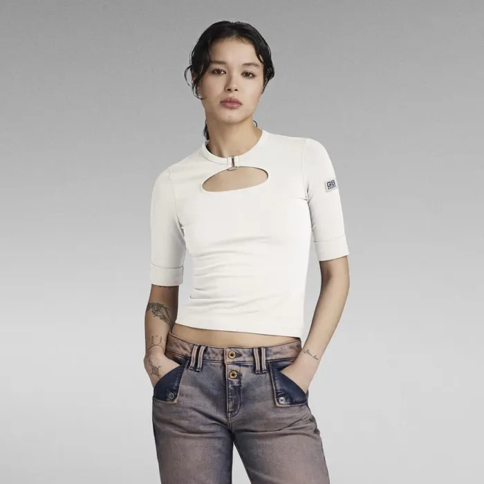 Tops and Tshirts Women GStar RAW Y2K Tee Square Ring Milk