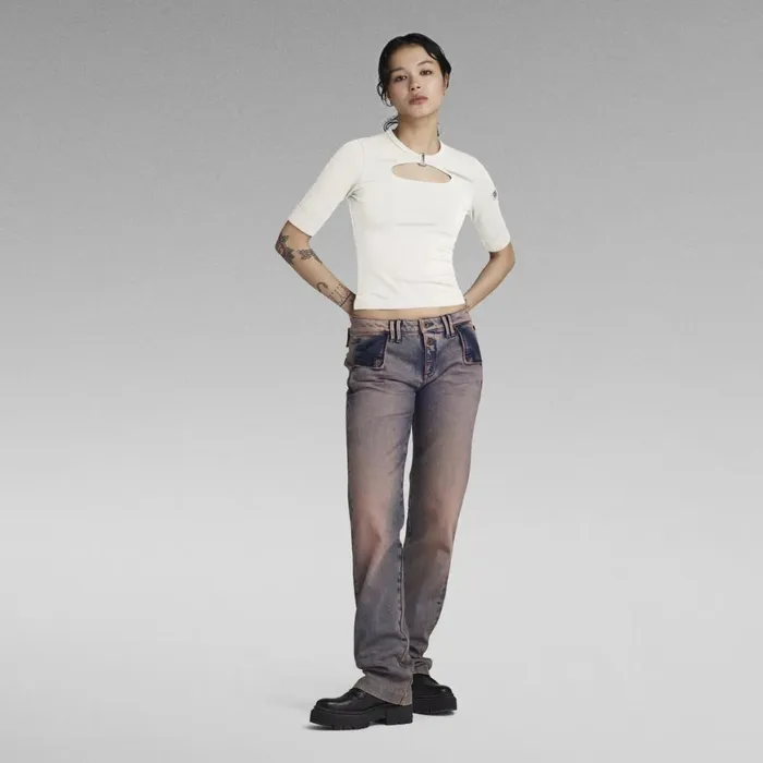 Tops and Tshirts Women GStar RAW Y2K Tee Square Ring Milk