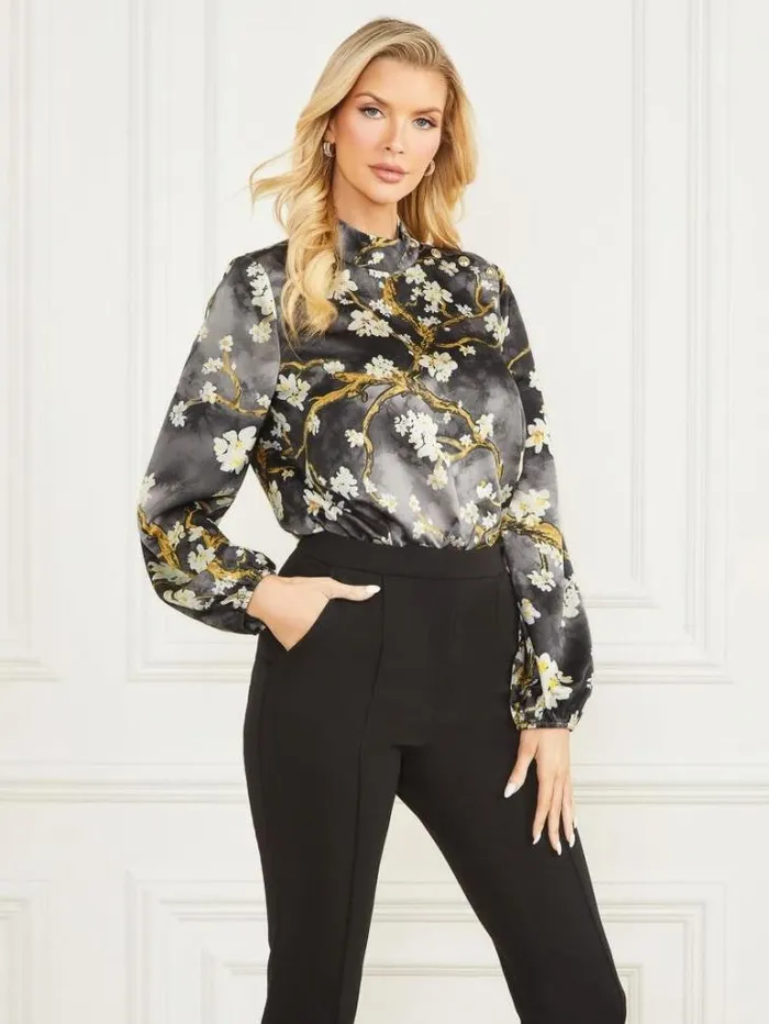 Tops And Sweaters Women Marciano Blossom Blouse Blossom Black Cave Print