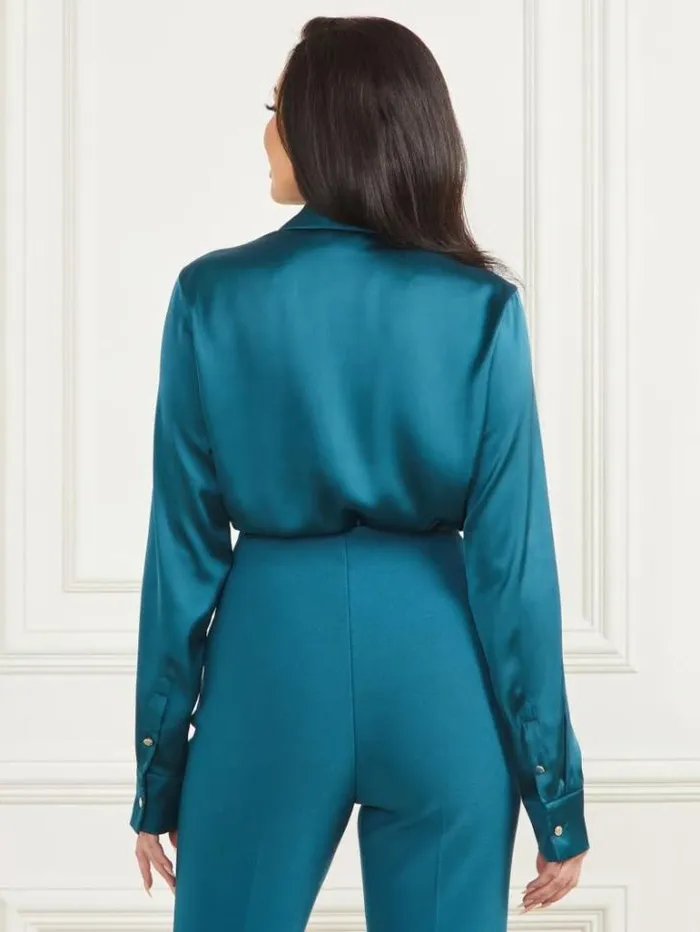 Tops And Sweaters Women Marciano Melissa Silky Blouse Blue Opal Tops And Sweaters Women Marciano Melissa Silky Blouse Blue Opal