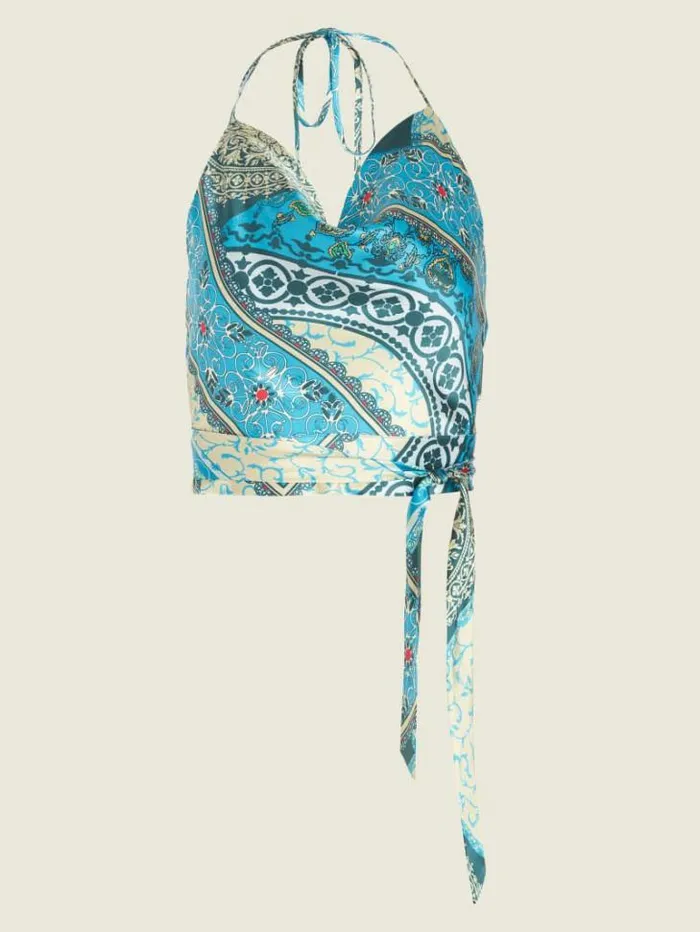 Tops And Sweaters Women Marciano Tamara Top Mykanos Blue Combo Tops And Sweaters Women Marciano Tamara Top Mykanos Blue Combo