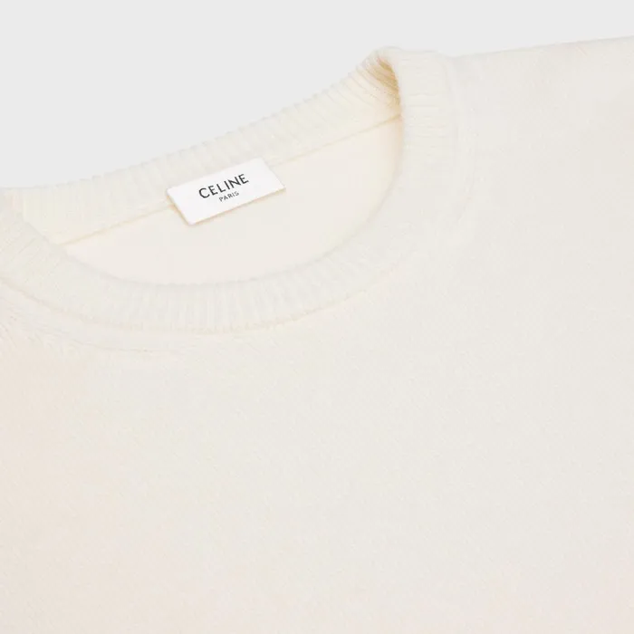 Triomphe Cropped Sweater In Heritage Cashmere Off White Women CELINE KNITWEAR