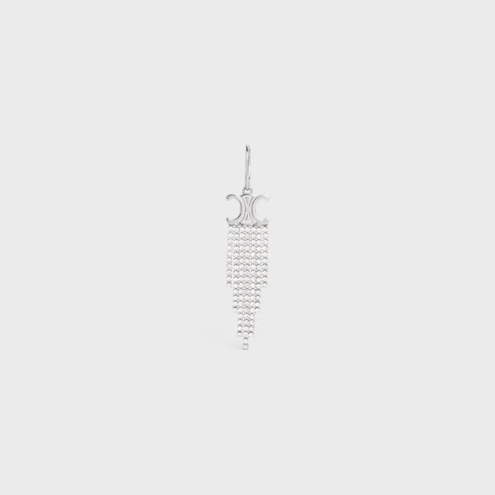 Triomphe Fringe Earring In Brass With Rhodium Finish And Strass Crystal Men CELINE EARRINGS Triomphe Fringe Earring In Brass With Rhodium Finish And Strass Crystal Men CELINE EARRINGS
